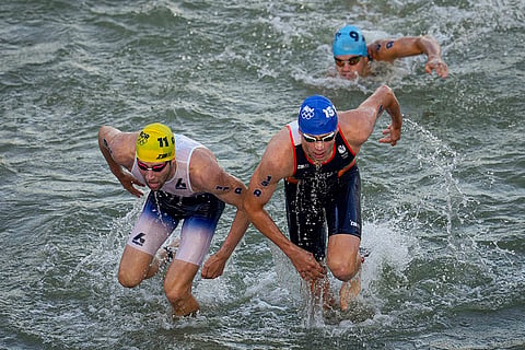 Swim leg of mixed relay triathlon